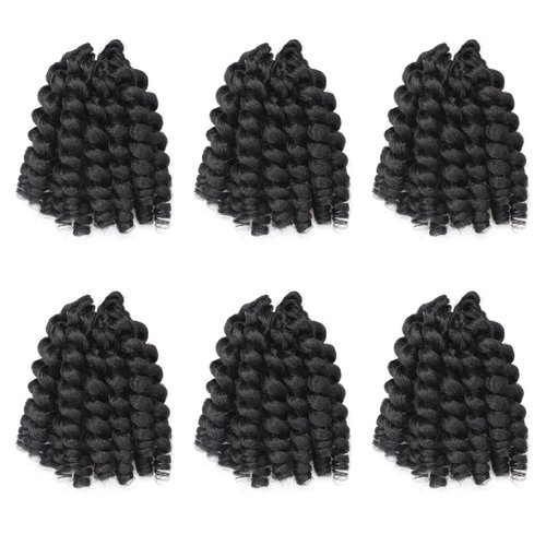 Wand Curl Crochet Hair Jamaican Bounce Crochet Hair Crochet Hair 6packs Twist Braid Hair Crochet Curly Hair for Black Women Curly Crochet Hair (1B, 12 Inch (Pack of 6))