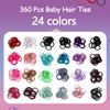 360PCS Hair Accessory Set: Elastic Ponytail Holders, Clear Organizer Box, Rat Tail Comb, 24 Colors for Kids, Toddlers, and Girls