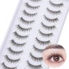 outopen 10 Pairs Clear Band Manga Lashes Natural Look 12MM Anime Lashes Spiky Japanese Korean Asian False Eyelashes Look Like Individual Clusters (T07|5-11MM)