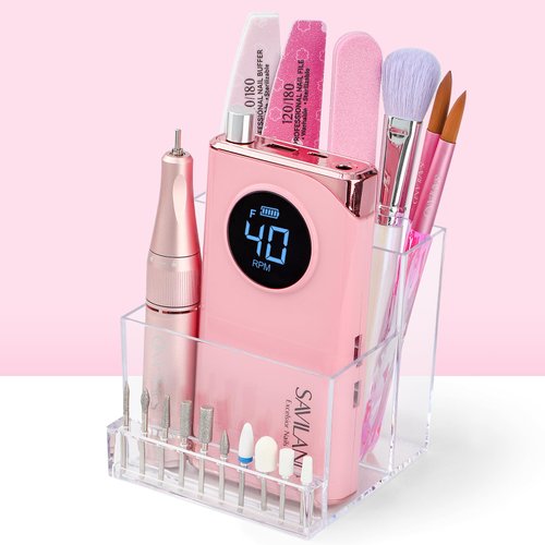 Saviland Nail Drill Holder: Nail Organizers and Storage Nail Tool Organizer Nail desk Organizer for Nail Tech Supplies 10 Holes Nail Bit Holder Easy to Clean Nail Salon Table Home Use