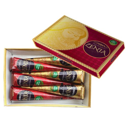 Zenia 6 Pack 100% Natural Ready to Use Henna Paste Hair Color Hair Dye Cones Reddish Brown Color