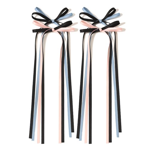 LFOUVRE Hair Clip, Hair Bow Clips for Women, Ribbon Bow Hair Clips, Tassel Hair Bows for Women, Hair Accessories for Girls 4pcs