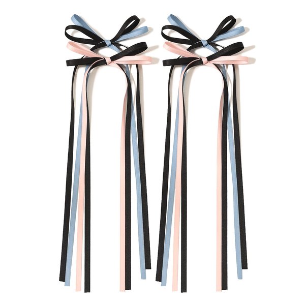 LFOUVRE Hair Clip, Hair Bow Clips for Women, Ribbon Bow Hair Clips, Tassel Hair Bows for Women, Hair Accessories for Girls 4pcs