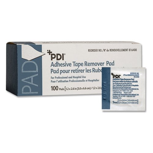 PDI Adhesive Tape Remover Pads - Medical Adhesive Remover for Skin, Removes Tape, Bandages, Stoma, Gentle on Skin - Individual Packet, 1.2 in. x 2.6 in., 100 Pads, 10 Packs, 1000 Total