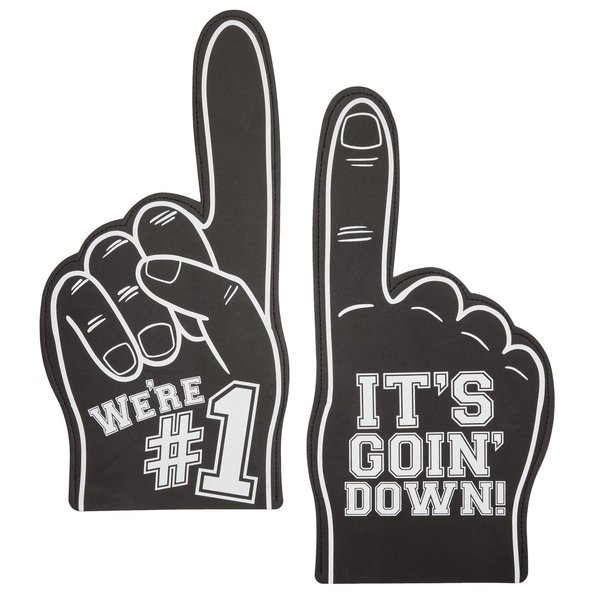 Okuna Outpost 2 Pack Foam Finger #1, It's Goin' Down, Sports Party Favors, Outdoor Essentials, Black (17.5 in)