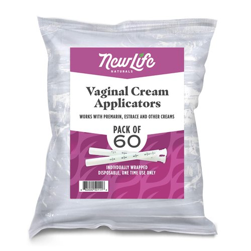 NewLife Naturals Disposable Plastic Vaginal Cream Applicators Hygienic Threaded Injector Applicator Preseed Estrace Premarin OTC Cream Products Dosage Markings- 60 Pack