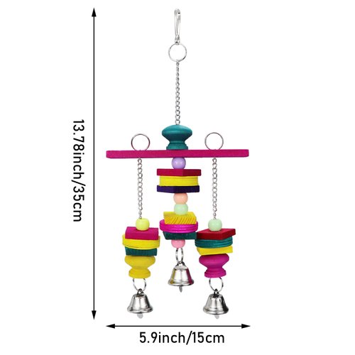 Litewoo Bird Parrot Parakeet Toys, Colorful Bite Wood Swing Toy for Small Medium Parakeet Cockatiel Budgie Cockatoo Macaw Conure Parrot（C）