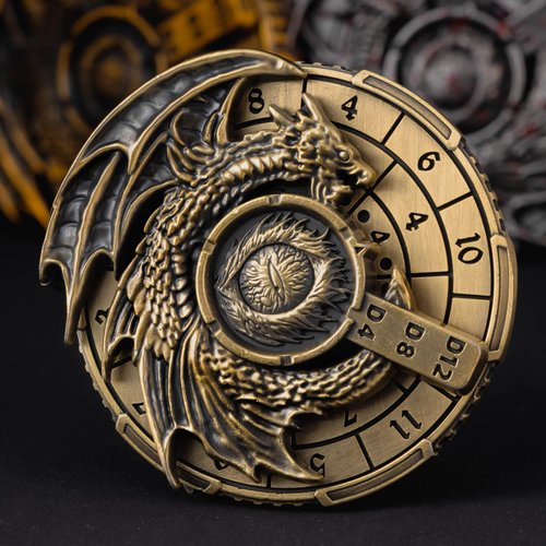 KERWELLSI 7 in 1 Fidget Spinner for DND Dice Set, Metal Roulette D&D Dice with Gift Box, Dungeons and Dragons RPG Role Playing Gaming Dice Antique Cyan