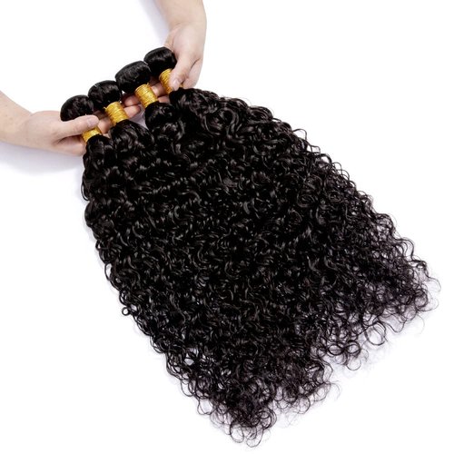 Brazilian Human Hair Water Wave (14 16 18 20 Inch) 4 Bundles 100% Unprocessed Human Hair Bundles Wet And Wavy Human Hair Weave Bundles Hair Extension for Black Women Natural Color