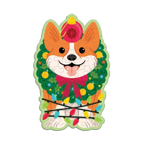 Mudpuppy Christmas Corgi – 48 Piece Mini Scratch & Sniff Puzzle with Colorful and Fun Illustrations of A Holiday Wreath Corgi and Scented Puzzle Pieces