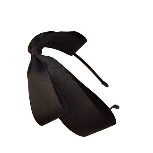 Sweet Girl Student Hair Band Black Big Bow Headband Hair Clip for Lady