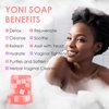 2 Pack Yoni Soap Bar for Women Feminine Wash, 100% Natural Yoni Bar Soap, Remove Odor - Moisturizing- pH Balanced & V Cleansing Bar Soap for Women, Handmade Peach Yoni Wash with Foaming Net 3.53 oz