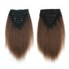 MIMIESEAT Ombre Kinky Straight Clip for Black Women Human Hair Kinky Straight Hair Clip in Extensions Natural Color to Dark Brown 120 Grams 7 Pcs with 17 Clips 16 Inch