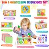 Toddlers Montessori Toys for 3 Year Old Boys Girls, Wooden Baby Tissue Box Toys for Ages 3-4 Kids, Activity Cube|Sensory Toys for Toddlers 3-4, Halloween Christmas Birthday Gifts for 36+ Months