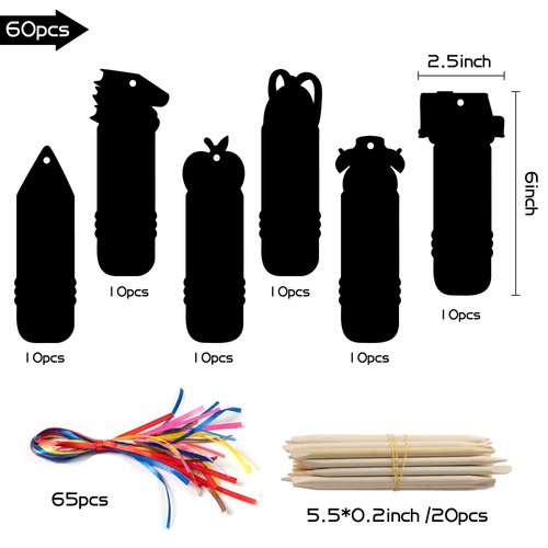 BeYumi 60Pcs Scratch Bookmarks for Kids Back to School Appreciation DIY Magic Scratch Cards Party Favors Gifts Classroom School Decor Supplies Art Crafts Kit for Student to Teacher