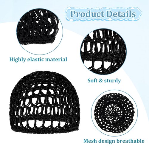 5 Pcs Crochet Wig Cap Soft Wig Net Breathable Hair Net for Wig Sleep Cap Black Mesh Wig Cap Reusable Hair Nets for Women