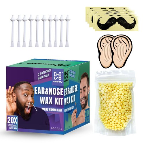 Waxfans Nose Wax Kit Men,Ear Hair Wax Kit,100g Wax,for 20 Uses,Nose & Ear Hair Removal for Men and Women,Long-lasting for 4 Week (Purple)