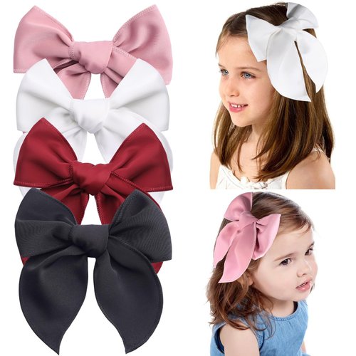 Hair Bows Set - 6 Inch Alligator Clips, Hair Accessories for Toddlers, Girls, and Kids