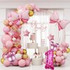 Kaemi 10Pcs Minnie Mouse Balloons Pink Huge Bow Birthday Number Balloons Set Minnie Aluminum Foil Balloons for Baby Shower 5th Birthday Party Decorations