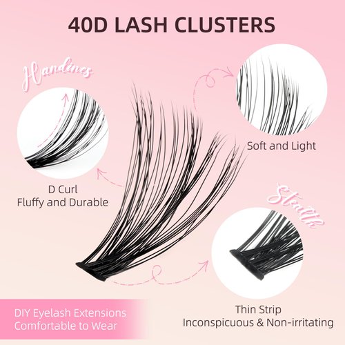Lash Extension Kit, PITHER 280 PCS 40D Lash Clusters DIY Eyelash Extension Kit with Lash Bond and Seal Waterproof, Lash Remover for Lash Extensions Individual Lashes Kit Beginners 9-16mm