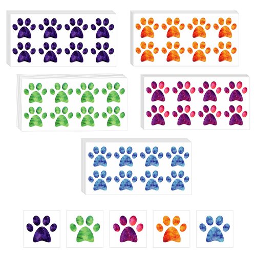 30 Sheets / 240pcs Dog Paw Glitter Tattoo Stickers, Cute Dog Paw Tattoos Temporary Dog Paw Print Face Body Tattoos in Gradient Color for Kids Adults Men Women Party Favors (5 Colors)