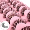 Russian Strip D Curl Lashes, Flu-ffy 18mm Fake Faux Mink Lashes that Look Like Extensions Curly Volume Wispy Eyelashes Natural Look 7 Pairs Pack(7P-E11)