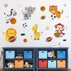 Supzone Cartoon Animal Sport Wall Decals Sports Balls Wall Stickers Jungle Monkey Lion Giraffe DIY Vinyl Wall Art Sticker for Kids Baby Nursery Playroom Bedroom Girls Boy Room Wall Decor