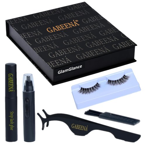 Gabeena Fake Eyelash Extension Kit - False Eyelashes with Glue, Applicator Tool & Brush Come in a Box, Reusable Waterproof & Trimmable Lashes Extension Kit for Beginners