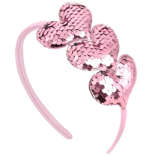 ZEYER Valentine's Day Headbands Glitter Heart Hair Band Red Love Sequin Headband Romantic Hair Bands Holiday Headbands Party Gift Valentine's Day Costume Party Accessories for Women and Girls (Pink)