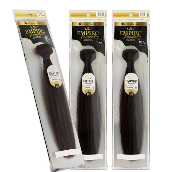 Sensationnel Empire Bundle weave hair - human hair extensions unprocessed bundle hair - Empire Bundles Straight 3 pack (16 inch, NATURAL/BLACK)