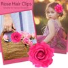 Atoden Hot Pink Rose Hair Clip, Flower Rose Clips for Hair, Hawaiian Floral Hair Pins Alligator Clips Brooch Mexican Decorative Headpieces for Women Girls Bridal Wedding Hair Accessories