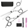 Hair Cutting Scissors Thinning Shears- Fcysy Professional Barber Sharp Hair Scissors Hairdressing Shears Kit with Haircut Accessories in Leather Case for Cutting Styling Hair for Women Men Pet- 7 Pcs