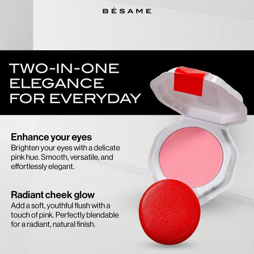 Besame Cosmetics - Touch of Pink Blush Refill, Pressed Powder Travel Compact Blush Refill