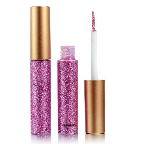 Liquid Eyeliner Glitter Liquid Eyeliner Metallic Shimmer Eyeshadow, Long Lasting Waterproof Makeup Eyeliner Color Silver Gold Blue Green Red Orange Purple Pink（1）