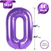 Purple Number Balloon 40 Inch, 0 Number Balloons, 10 20 30 40 50 Numbers Balloon Birthday Decorations, Purple Party Supplies for Girls Women Adults