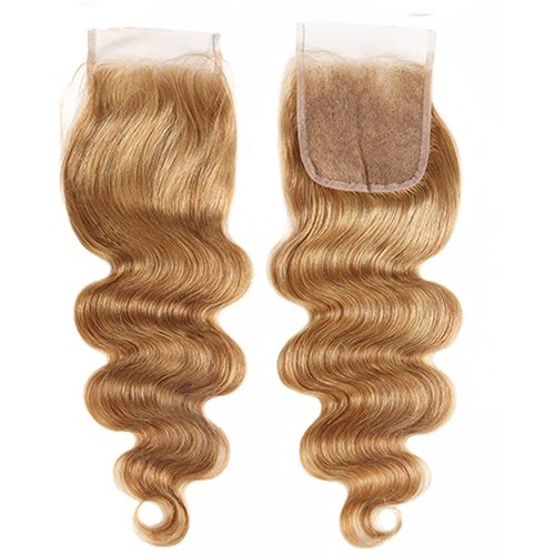 4X4 Honey Blonde Closure Pre Plucked Closure Hd Transparent Lace Free Part Lace Front Closure With Baby Hair Brazilian Virgin Hair Body Wave Lace Closure 14 Inch Next Day Delivery 27# Closure
