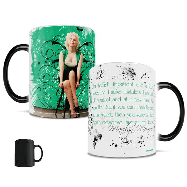 Morphing Mugs Marilyn Monroe (At My Worst) Ceramic Mug, Black