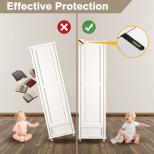 LuBanSir Furniture Anchors, 6 Pack Furniture Wall Anchor Straps for Dresser, Shelves, Bookcase Anti-Tip Safety