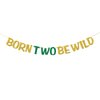RoadSea Born Two Be Wild Banner - Boy Girl Kid 2nd Birthday Party Supplies - Baby Shower Idea and Gift - Two Years Old Birthday Party Decorations - Gold Glitter