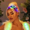DRESBE Light Up Headband Colorful LED Mirror Headbands Glow Party Rhinestone Hair Accessories for Women