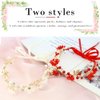 AEVBSOY 2 Pcs Wedding Hair Accessories for Girls Flower Wreath Headpieces Floral Pearl Hair Dress Crown Hair Flower Vine Headband for Flower Girls Bridal Wedding Hair Band, White, Red