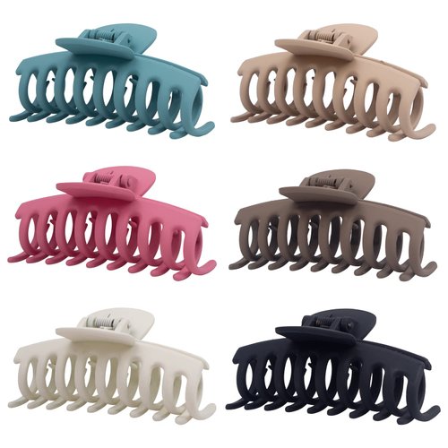 MAORULU 6 Pack 3.5" Hair Clip for Thin and Medium Thick Hair, Strong Hold Hair Clip for Fine Hair, Non-slip Cute Claw Clip for Women and Girls, Extra Lightweight Matte Jaw Clip (Multi Color), 6 Count