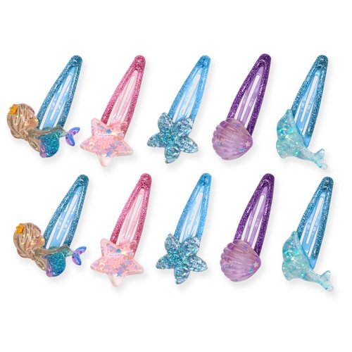 Hair Clips for Girls, Cute Hair Clips Metal Snap Hair Pins Sparkly Hair Styling Accessories for Girls Kids (Sea)