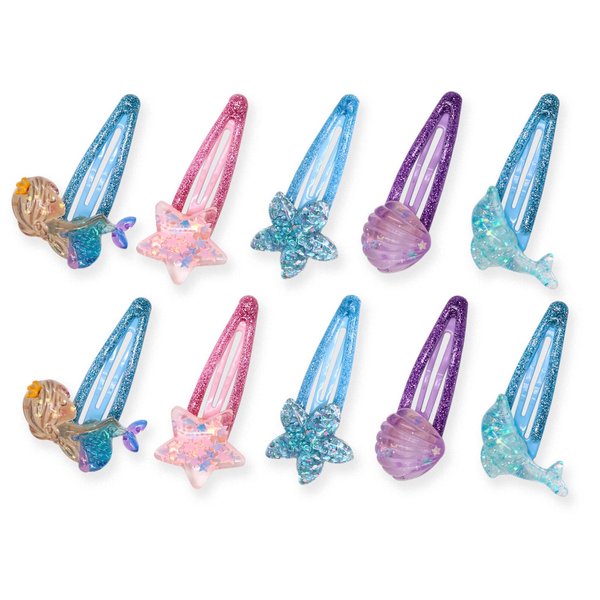 Hair Clips for Girls, Cute Hair Clips Metal Snap Hair Pins Sparkly Hair Styling Accessories for Girls Kids (Sea)