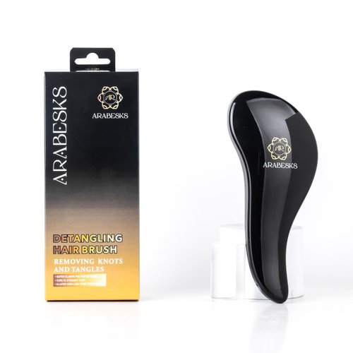ARABESKS Detangling Brush for Adults & Kids Hair - Detangler Brush for Wavy, Curly, Straight, Wet or Dry Hair - Black
