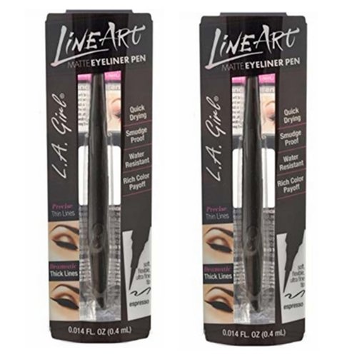 Pack of 2 L.A. Girl Line Art Matte Eyeliner Pen, Espresso GLE713