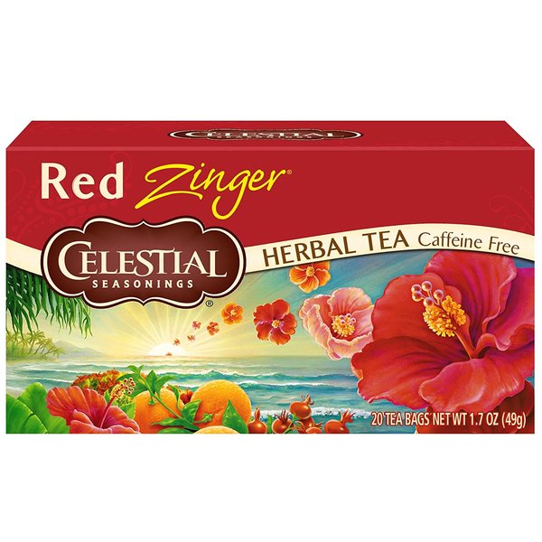 Celestial Seasonings Tea Caffeine Free Herbal Tea, Red Zinger 20 ea ( Pack of 12)