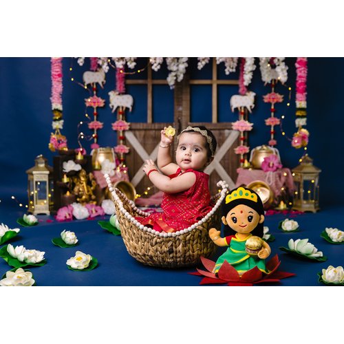 MODI TOYS Laxmi Devi (Medium - 11 inch) Mantra Singing Stuffed Plush Toy | Ideal for Newborns, Children Grandparents | Best for Diwali, Baby Shower, Birthday | Teddy Bear Panda Elephant
