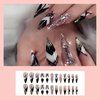 Rchovsam Stiletto Shape Press on Nails Long Almond Tip Fake Nails Gold Tip Stick on Nails Glue on Nails Glitter Diamond Design Press Ons Acrylic Gel Nails Kit Gift for Wemons 24pcs