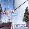 2 Pack Solar Curtain Lights Outdoor Garden Fairy String Lights 300 LED 8 Modes Remote Control Waterproof Solar Waterfall Lights for Gazebo Patio Party Festival Wedding Christmas Decorations(White)